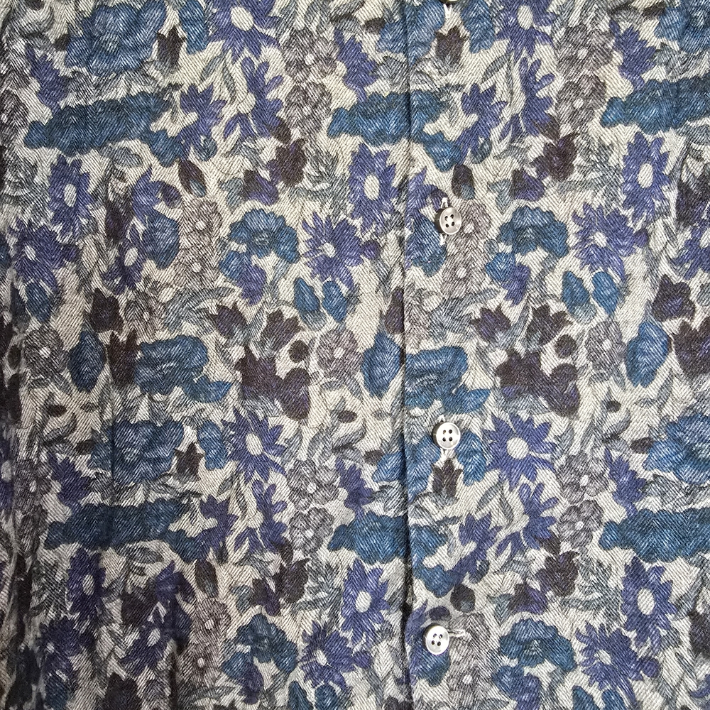 STENSTRÖMS Slimline Long Sleeve Button Up Shirt Blue Floral Pattern - Picture 2 of 4